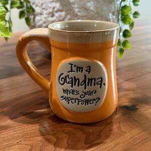 Burton Orange Glazed Pottery Grandma Coffee Mug